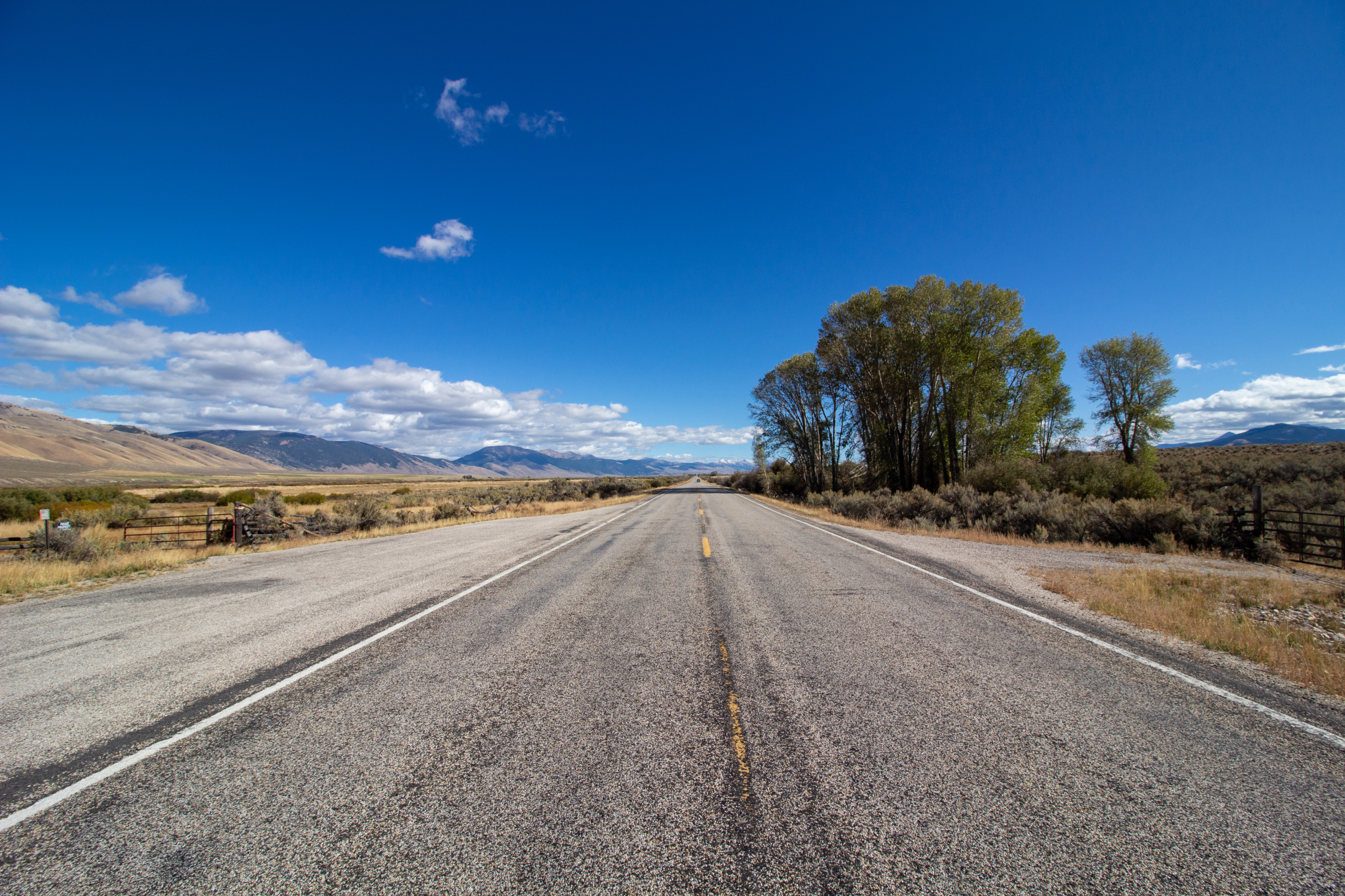 Blue skies on Idaho State Highway 28