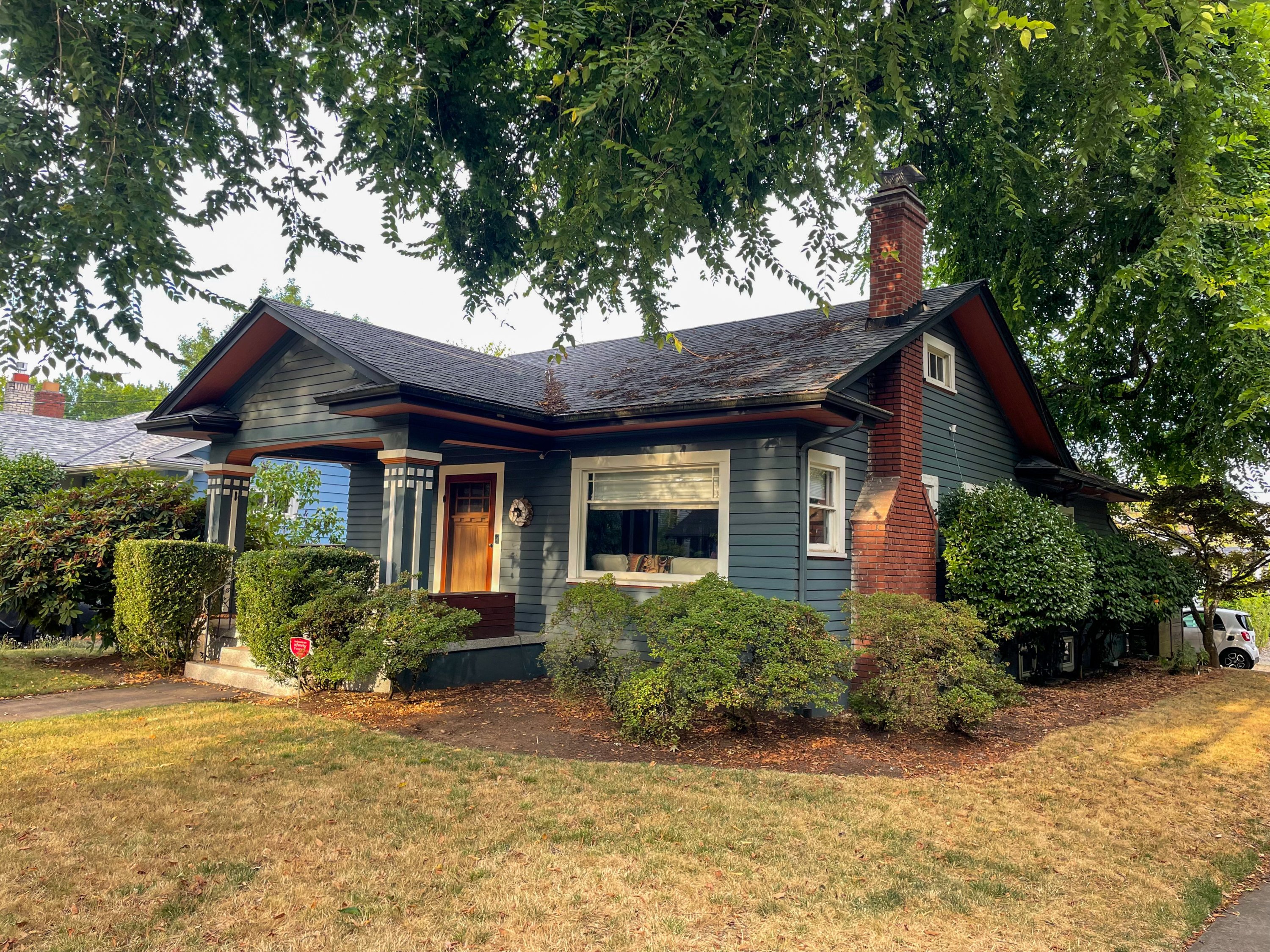 a blue bungalow in portland oregon