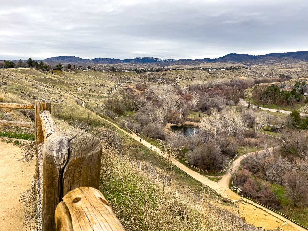 View from the top of Camel's Back Park in Boise, Idaho, things to do with a dog in Boise