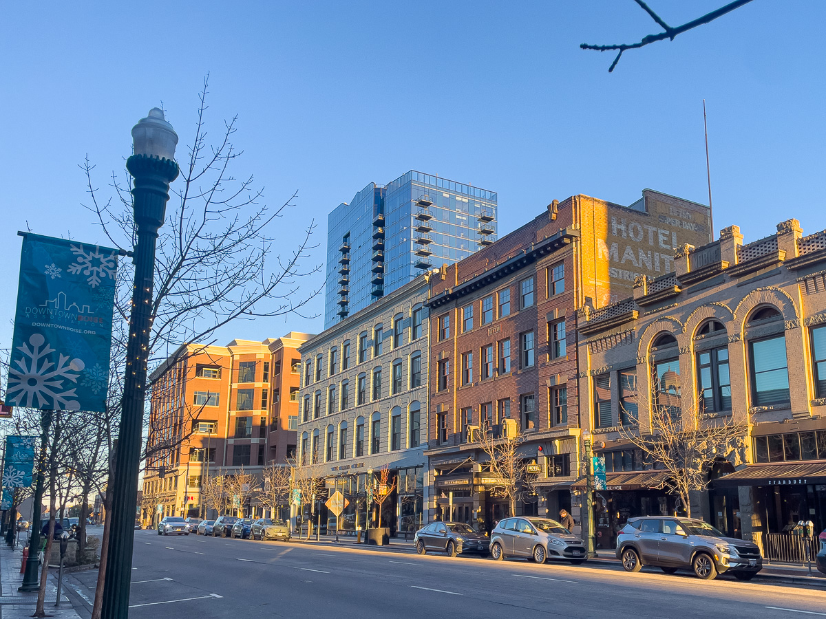 view of brick buildings in downtown Boise, Idaho
