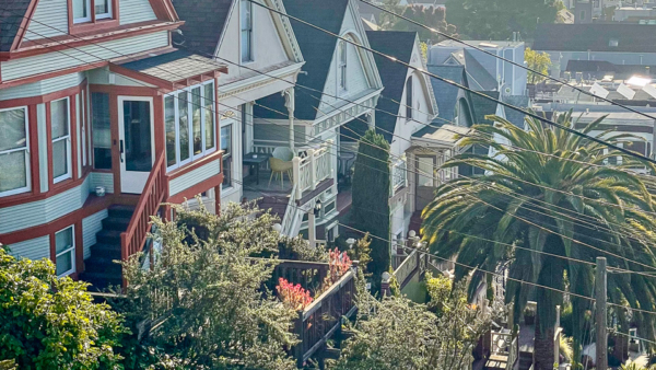 View from the top of Collingwood at the 22nd Street Jungle stairs, best views in Noe Valley