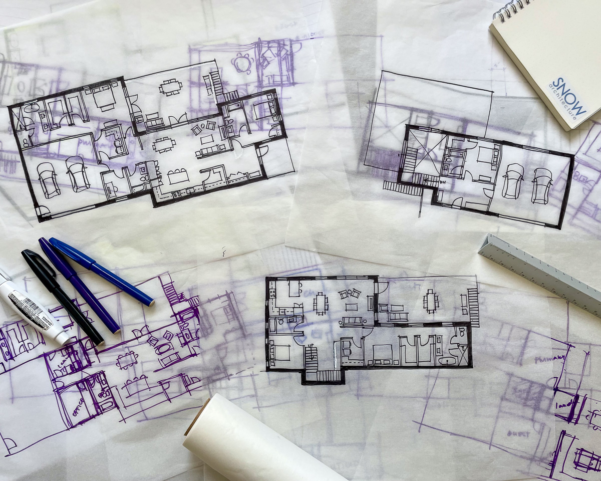 architect sketches of a house, architect career paths, solopreneur