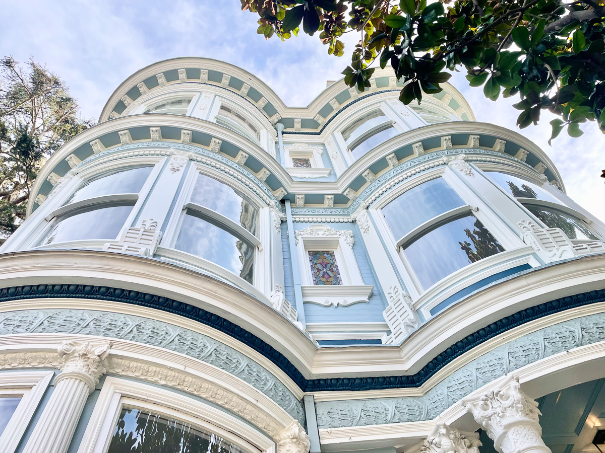 Looking up at an Edwardian facade in San Francisco