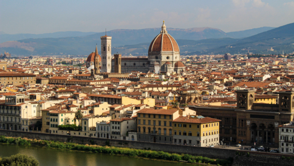 View over Florence and the Arno from Piazzale Michelangelo, Florence Duomo view