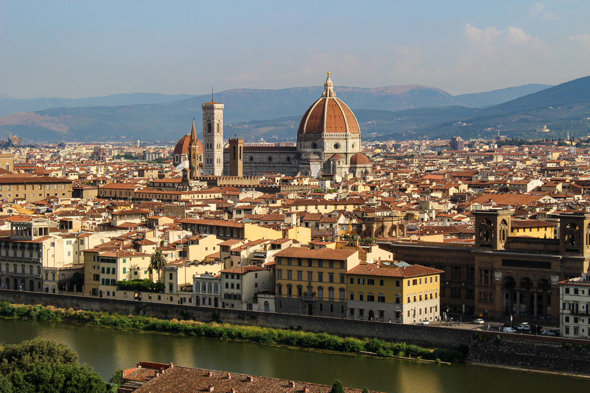 View over Florence and the Arno from Piazzale Michelangelo, Florence Duomo view
