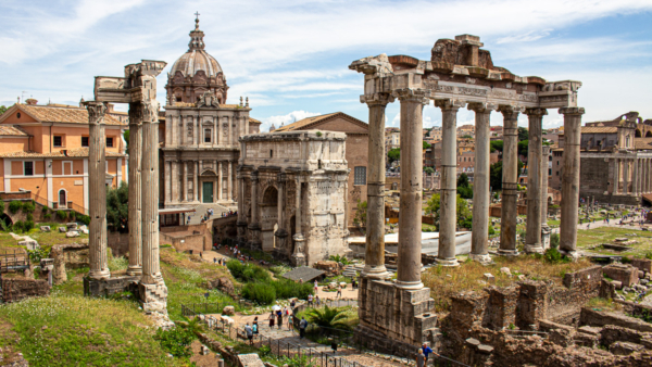 view of the Roman Forum, architecture of Rome, ruins in Rome