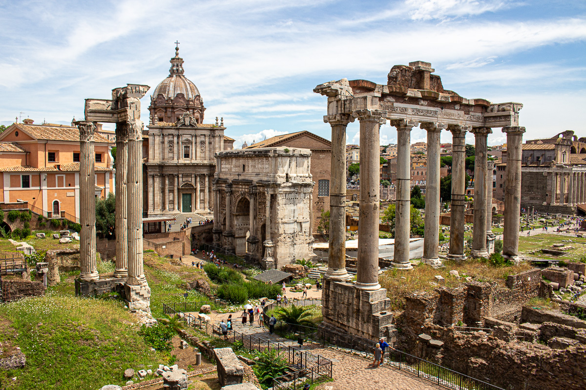 view of the Roman Forum, architecture of Rome, ruins in Rome