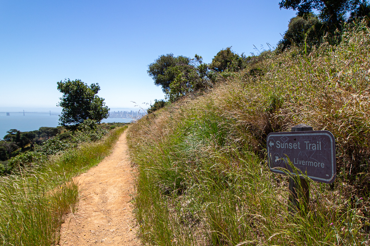 hiking angel island, trail signs, sunset trail, mt livermore, north ridge trail
