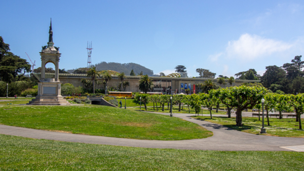 Music Concourse in Golden Gate Park, looking at the Academy of Science and Sutro Tower in San Francisco