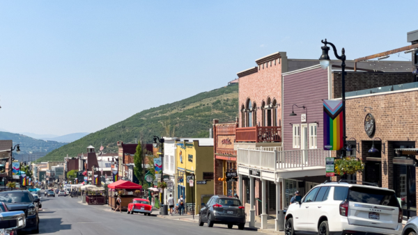 western storefronts and architecture in historic Park City, Utah, design and art destination, small artsy town