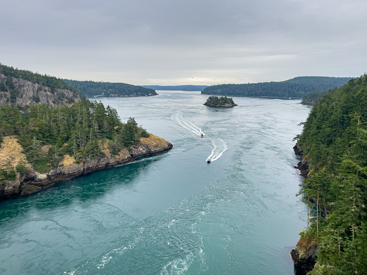 View from the Deception Pass Bridge, best day trip from Seattle, Whidbey Island and Fidalgo Island