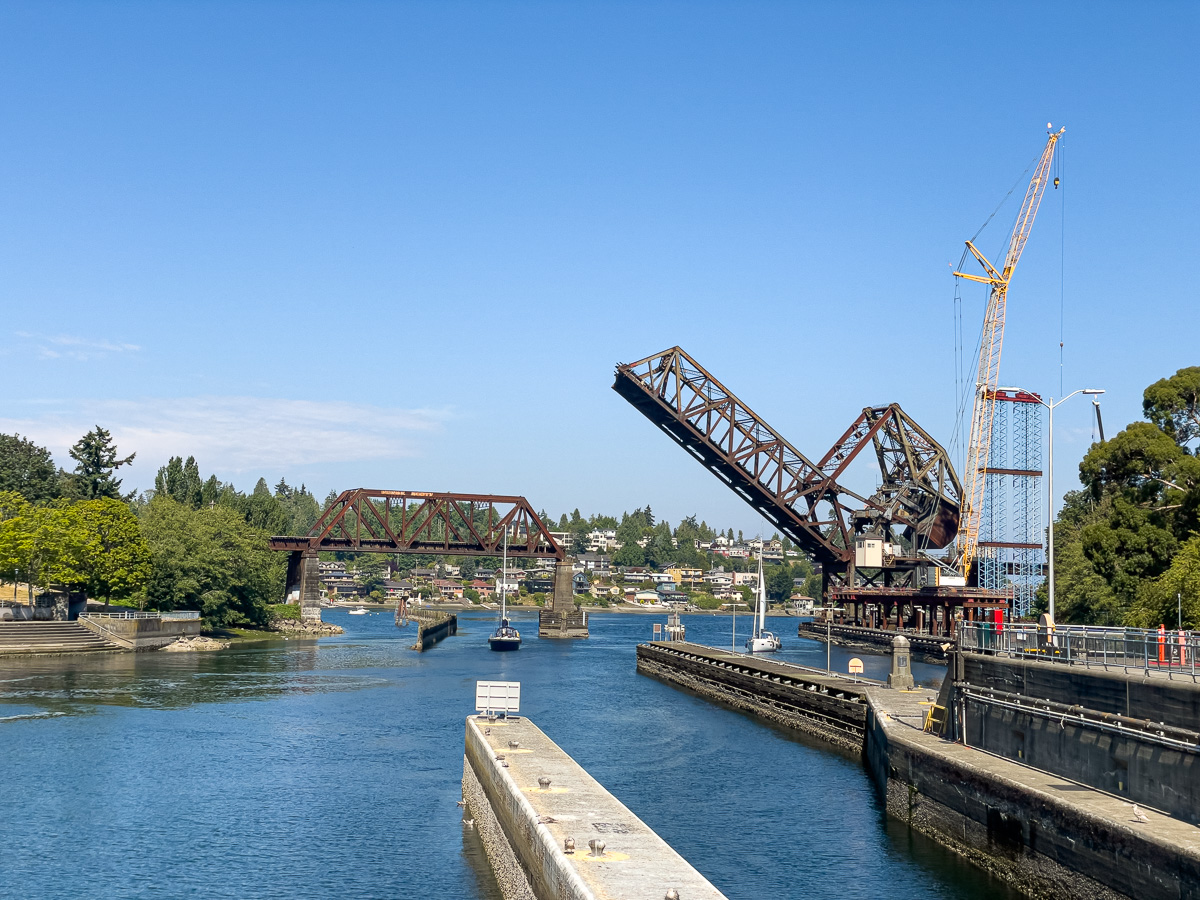 View from the Ballard Locks in Seattle, Salmon Bay