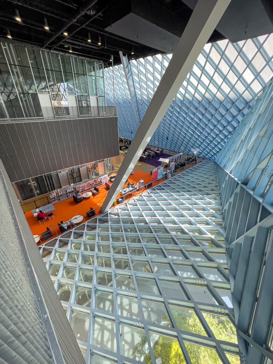 Seattle Library interior glazing, architecture