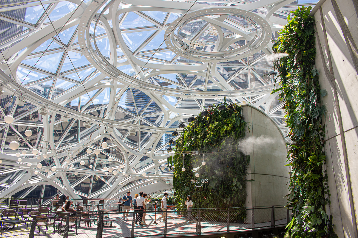 On the top floor of the Spheres, Amazon Spheres, Seattle architecture